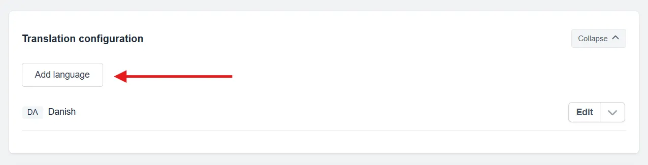 Add language button for adding additional language translations to the bar