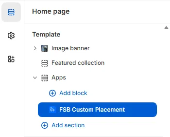 FSB Custom Placement section added at the bottom of the layout