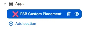 The Apps element dotted tab that must be grabbed to reposition the section