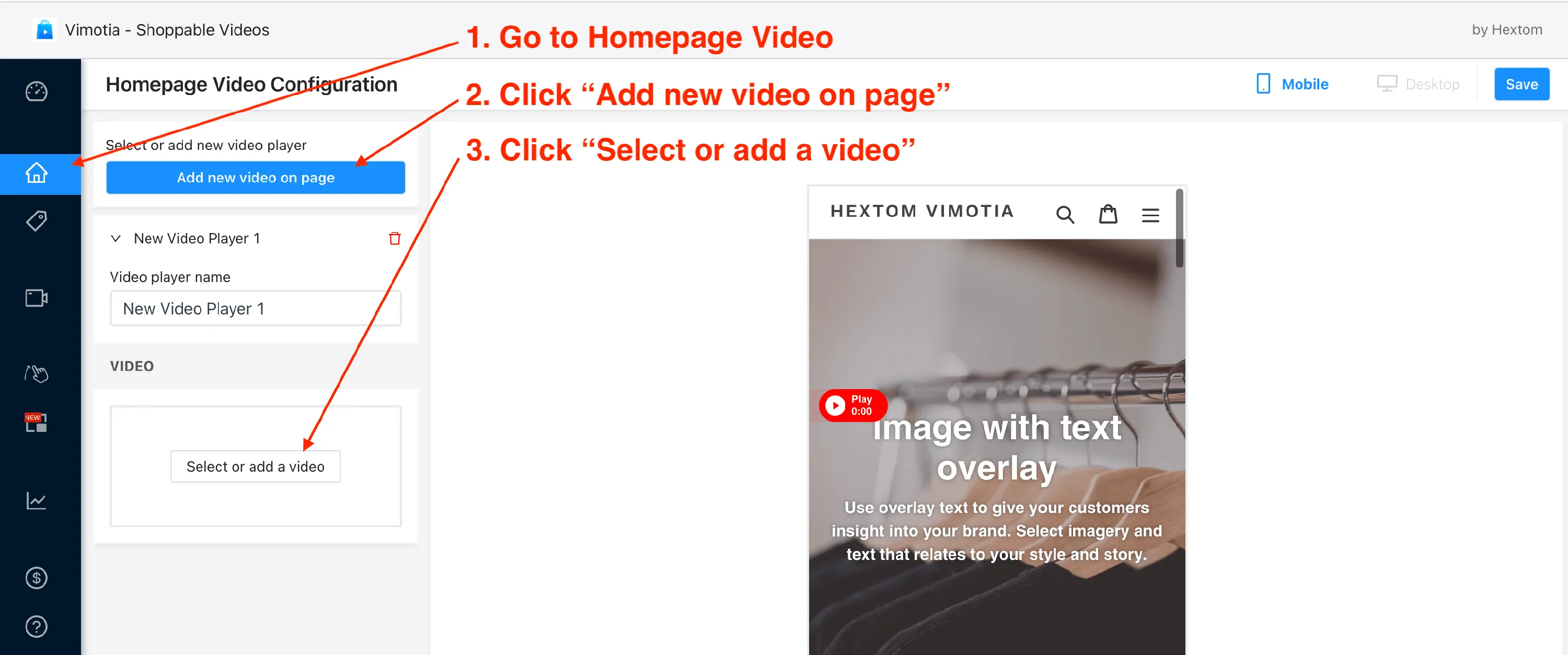 Display a video on your homepage