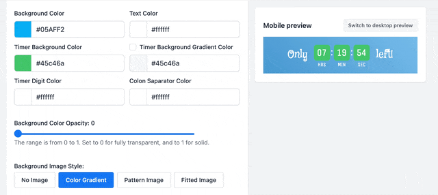 Tile color gradient option