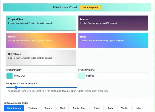 Animation showing how to select a 3-color preset to unlock a third color picker for the gradient