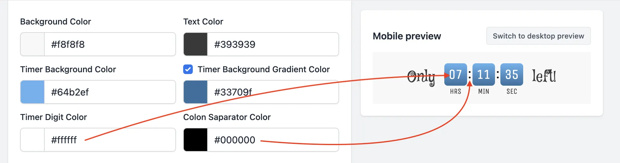Number and separator color option