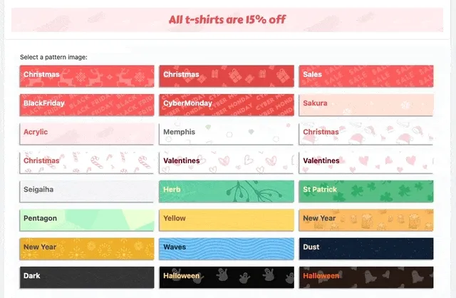 Animation showing how to click on a pattern preset to set it as the bar background