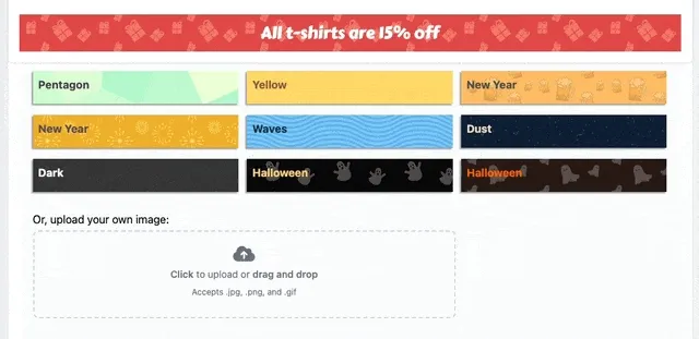 Animation showing how to drag and drop a custom pattern image into the upload drop zone