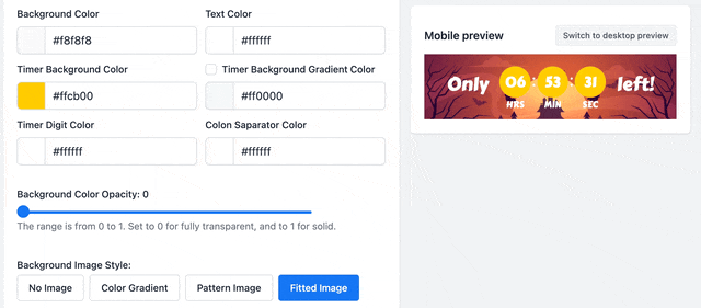 Tile color gradient option