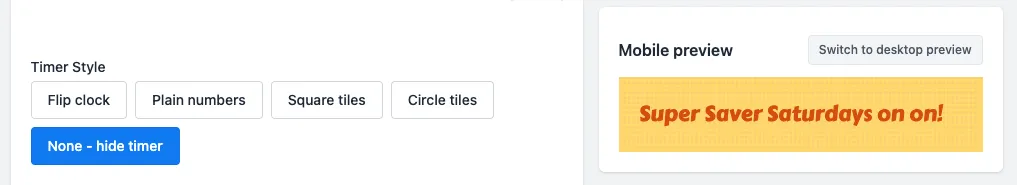 None – hide timer option