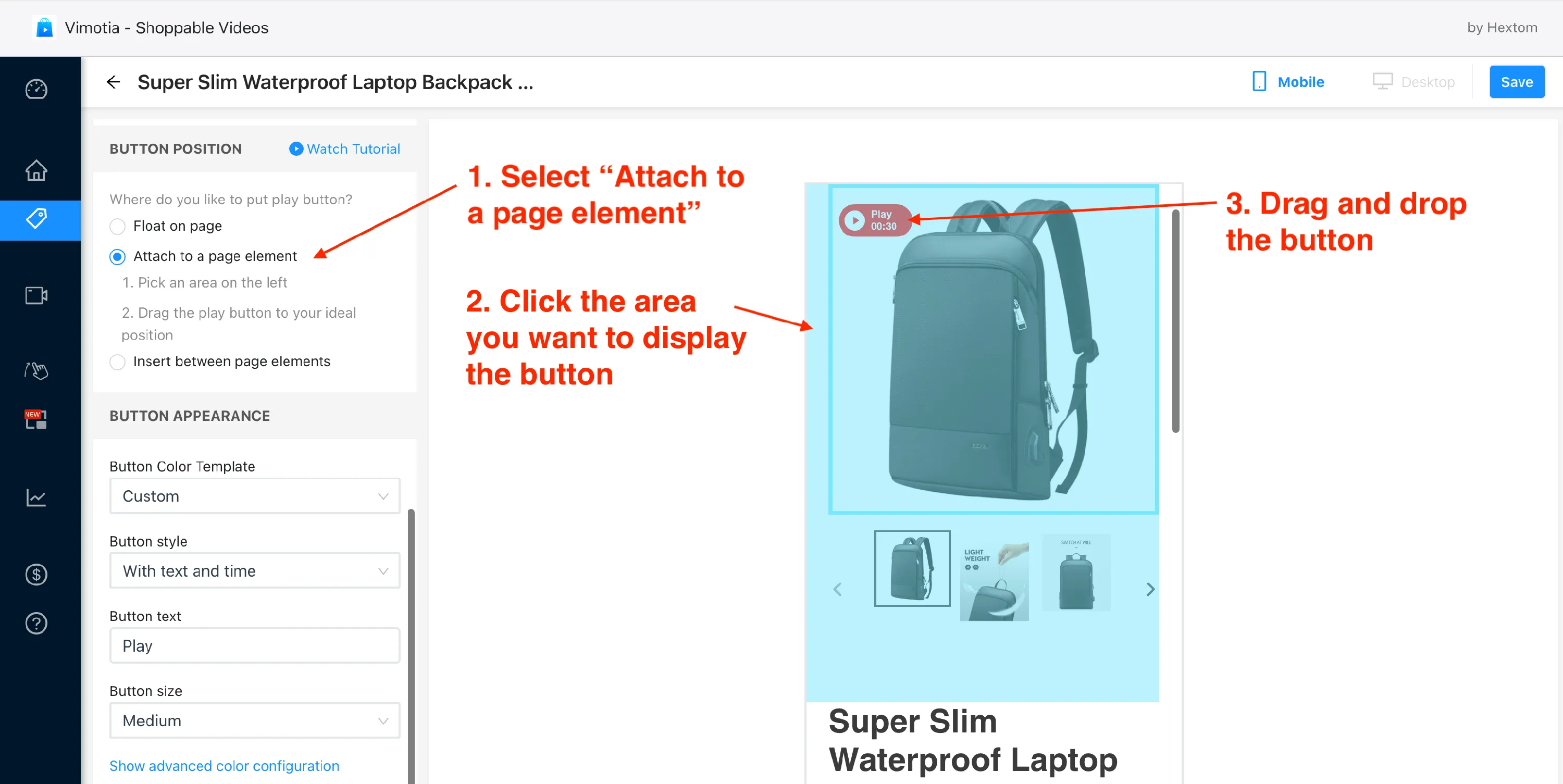 Publish a video on your product page