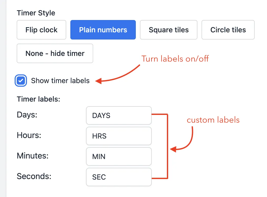 Labels option