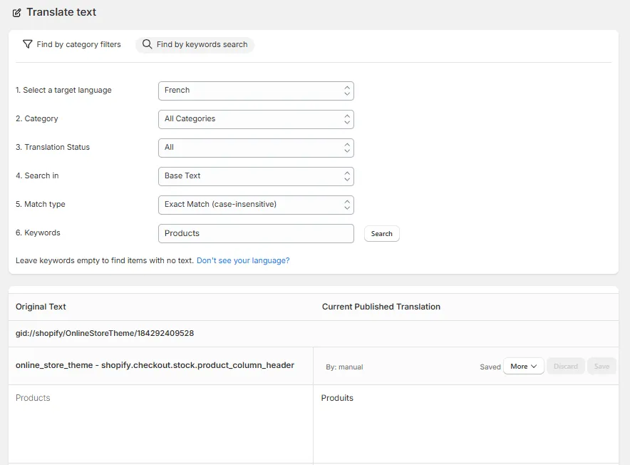 Keyword search results for base text