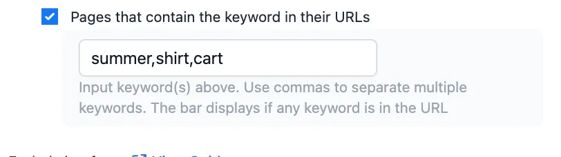 Keyword targeting field with multiple keywords separated by commas
