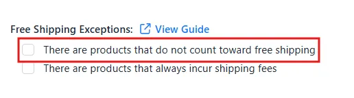 Description of Option 1: products that do not count toward free shipping